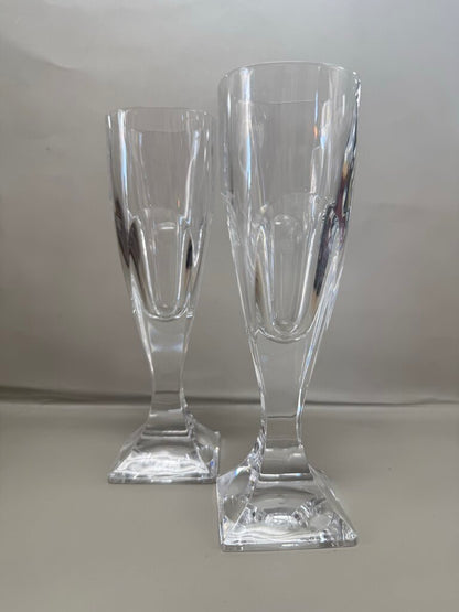 HEAVYWEIGHT SQUARE BASE CHAMPAGNE FLUTES SET OF 2 7"