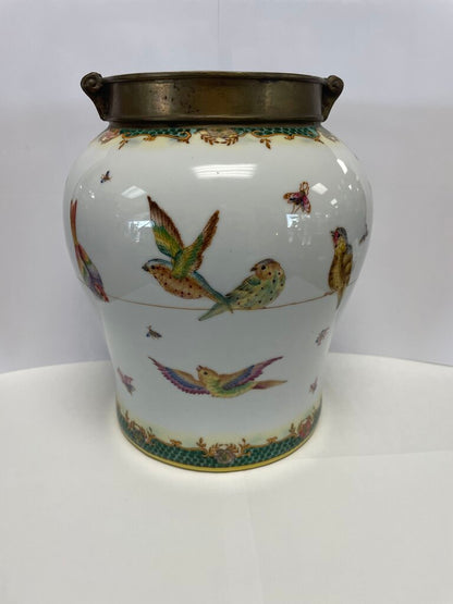 BIRD VASE WITH BRONZE TRIM