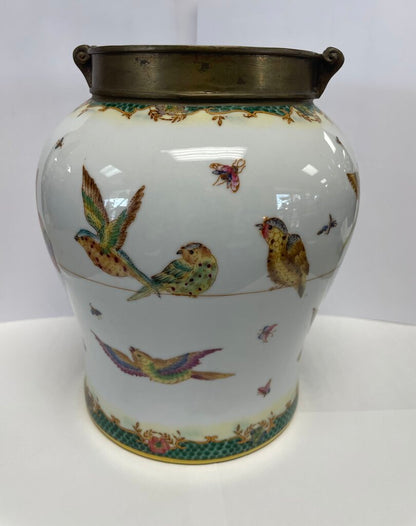 BIRD VASE WITH BRONZE TRIM