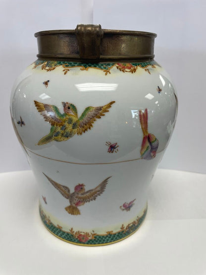 BIRD VASE WITH BRONZE TRIM