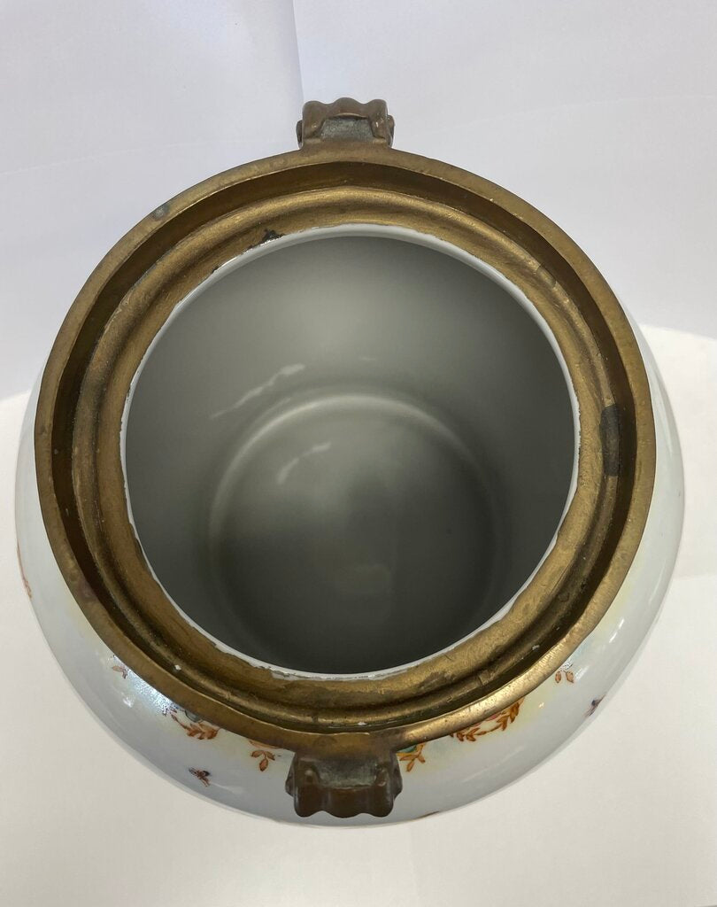 BIRD VASE WITH BRONZE TRIM