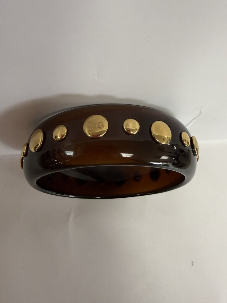 DOLCE AND GABBANA RARE RESIN BANGLE W/ GOLD STUDS