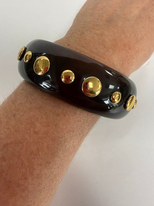 DOLCE AND GABBANA RARE RESIN BANGLE W/ GOLD STUDS