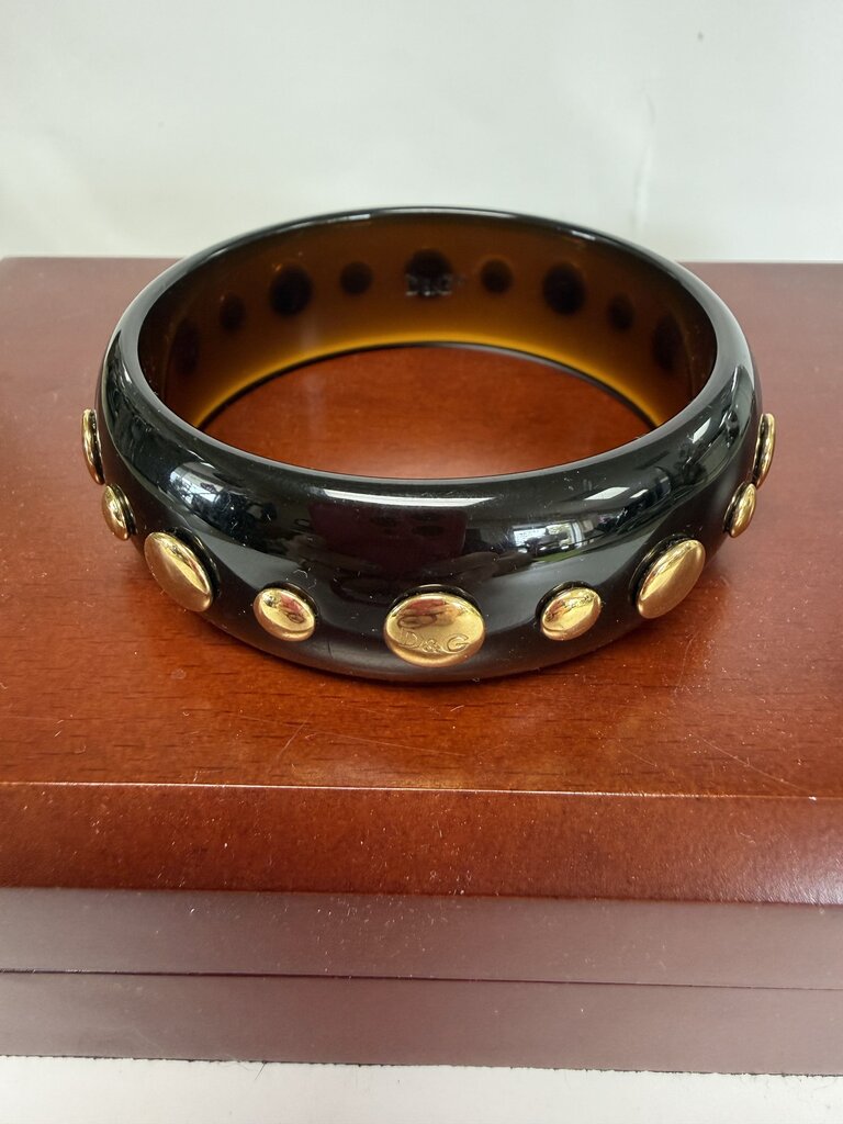 DOLCE AND GABBANA RARE RESIN BANGLE W/ GOLD STUDS