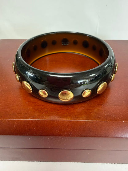 DOLCE AND GABBANA RARE RESIN BANGLE W/ GOLD STUDS