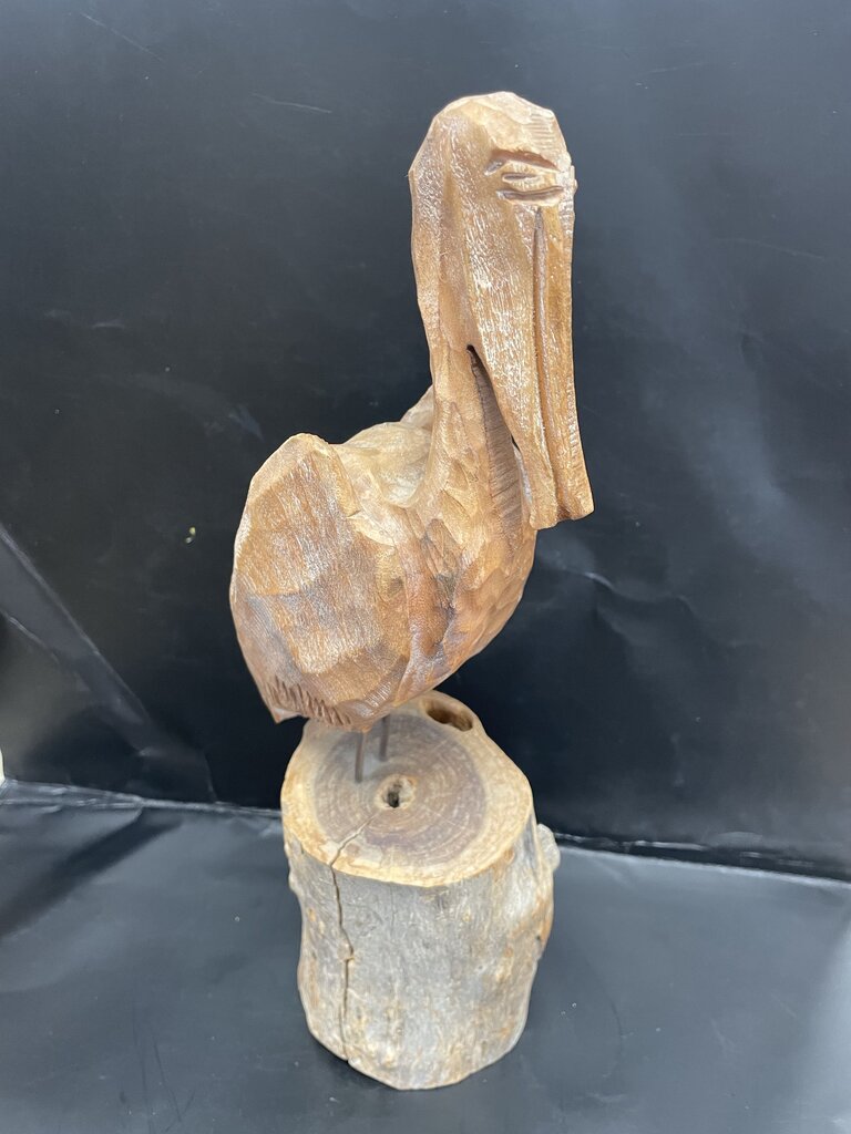 CARVED WOODEN PELICAN