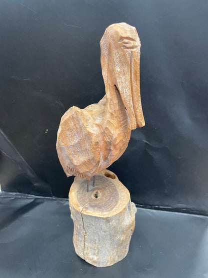 CARVED WOODEN PELICAN