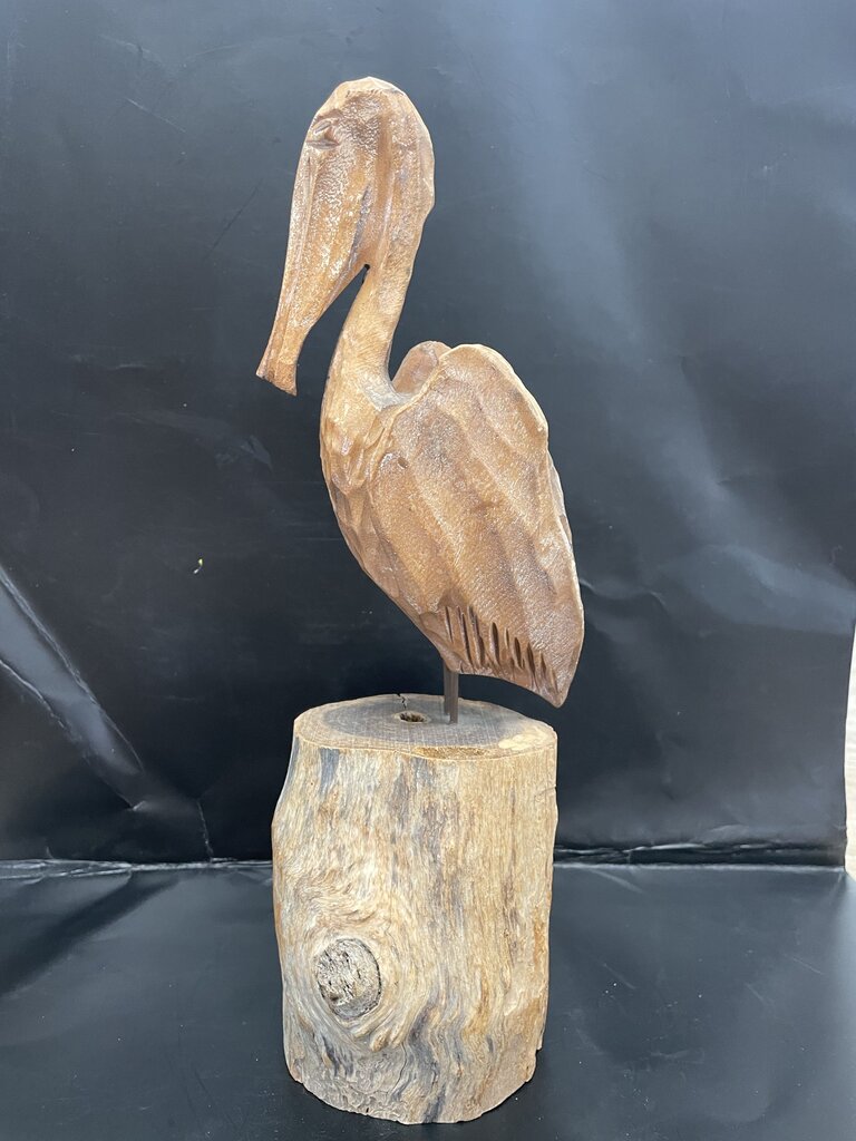 CARVED WOODEN PELICAN