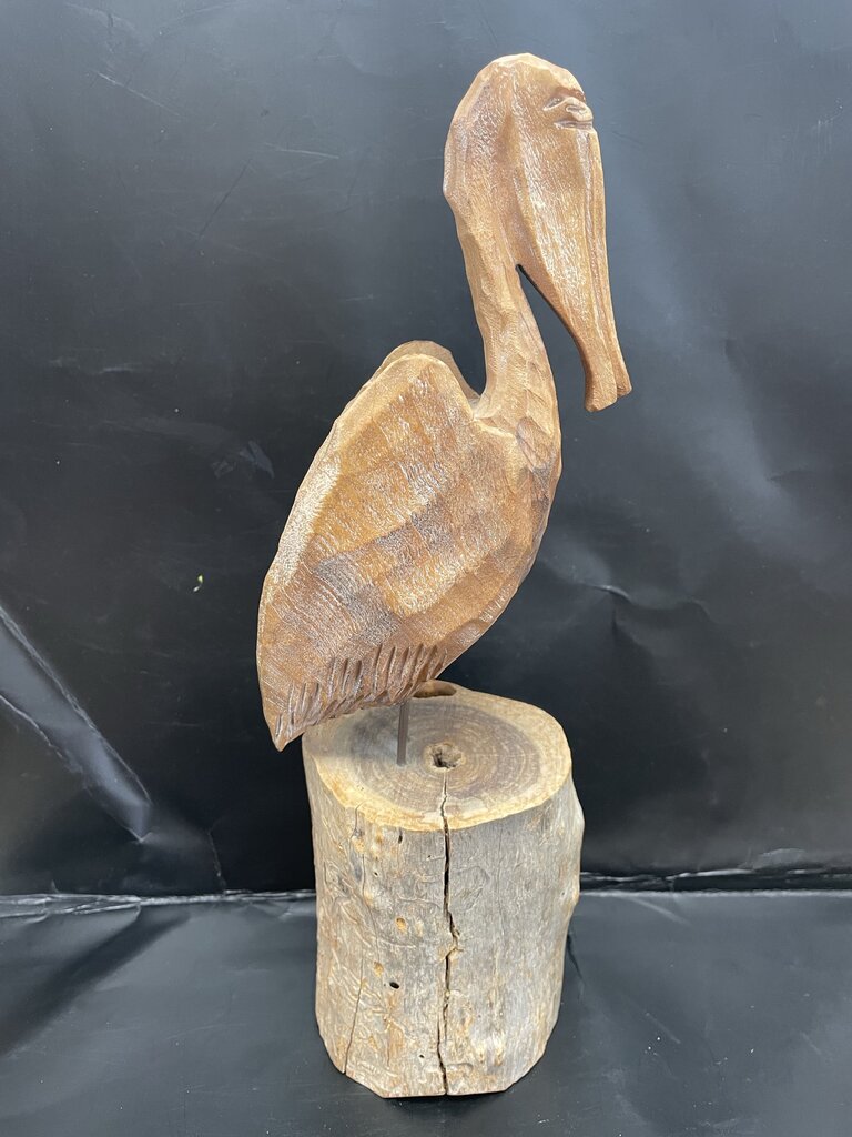CARVED WOODEN PELICAN