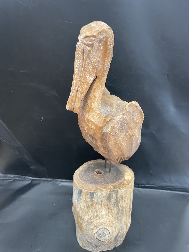 CARVED WOODEN PELICAN