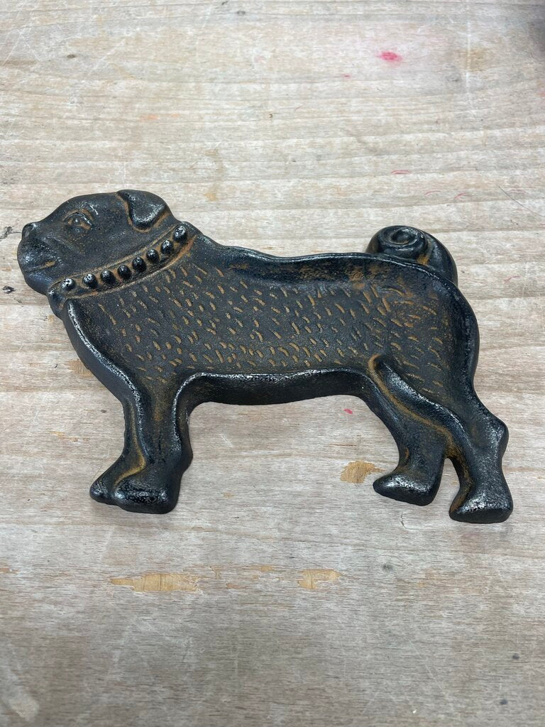 VINTAGE CAST IRON DOG TRINKET DISH