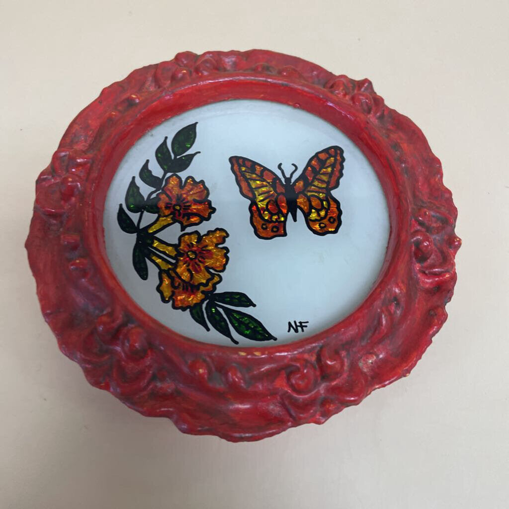 RED FRAMED BUTTERFLY COASTER