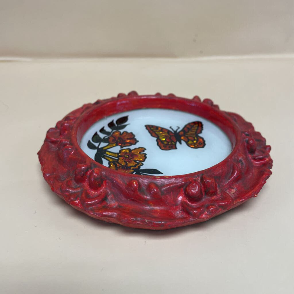 RED FRAMED BUTTERFLY COASTER