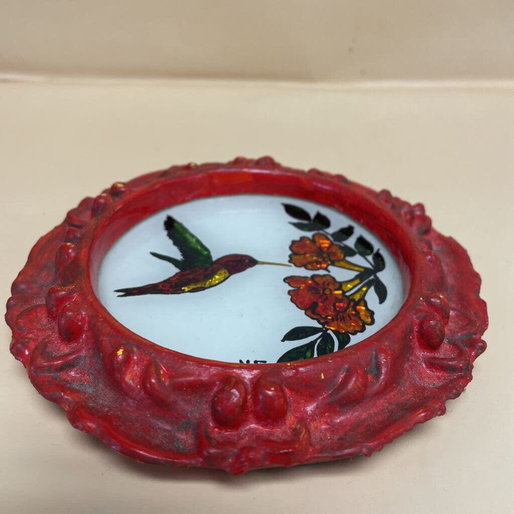 RED FRAMED HUMMINGBIRD COASTER