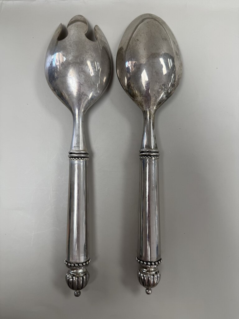 VINTAGE BOMBAY GODINGER SILVER PLATED SALAD SERVERS