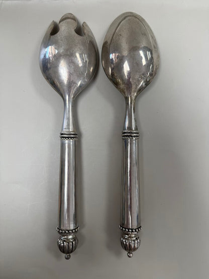VINTAGE BOMBAY GODINGER SILVER PLATED SALAD SERVERS