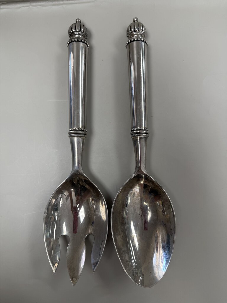 VINTAGE BOMBAY GODINGER SILVER PLATED SALAD SERVERS