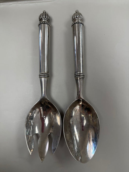 VINTAGE BOMBAY GODINGER SILVER PLATED SALAD SERVERS