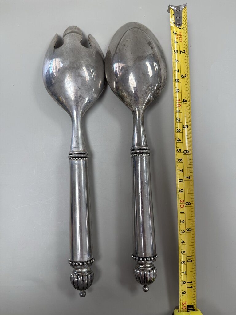 VINTAGE BOMBAY GODINGER SILVER PLATED SALAD SERVERS