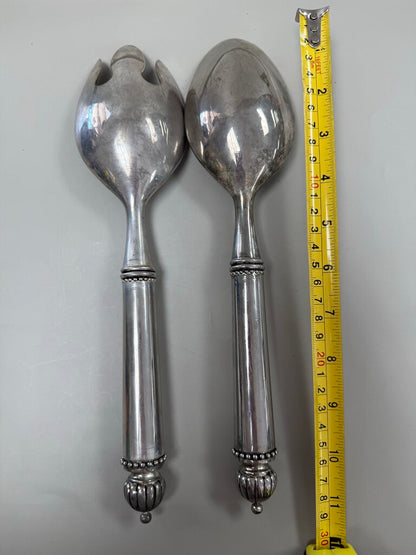 VINTAGE BOMBAY GODINGER SILVER PLATED SALAD SERVERS