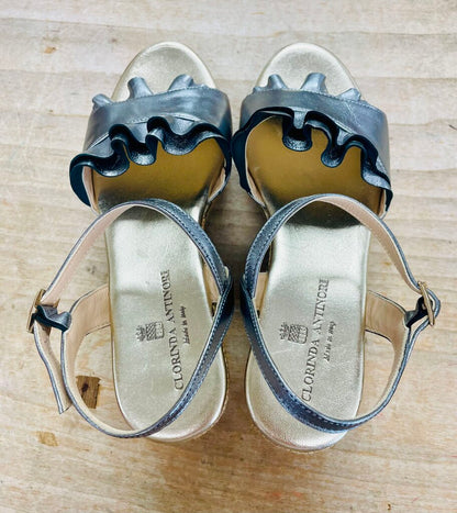 CLORINDA ANTINORI SANDRA NAPPA WEDGE SANDALS SIZE 36