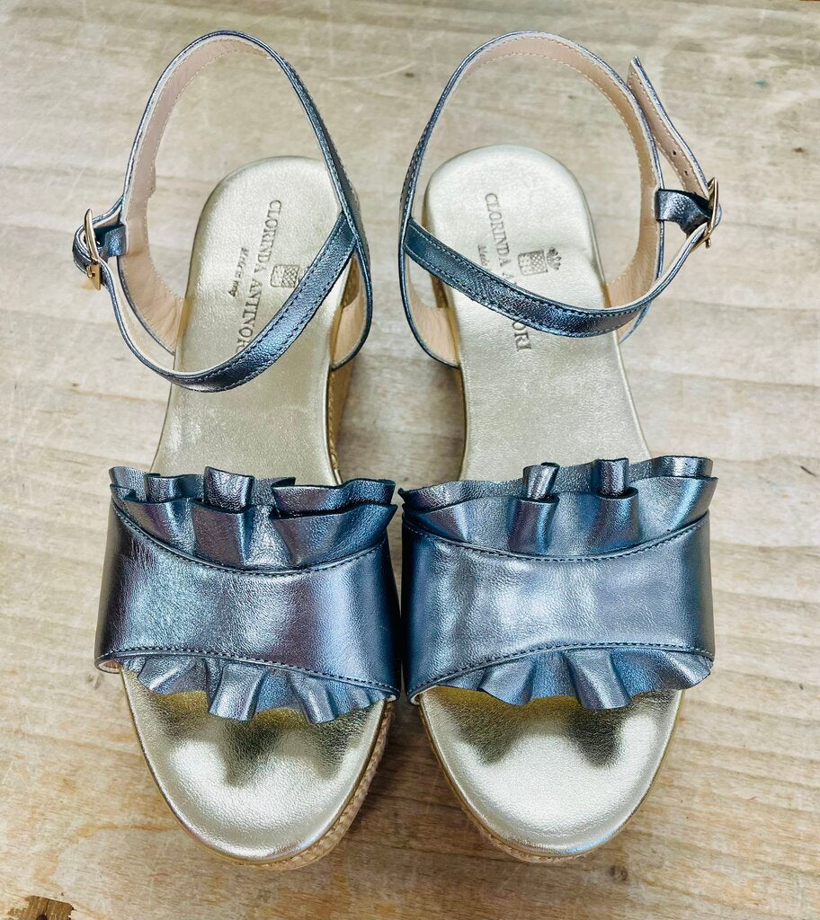 CLORINDA ANTINORI SANDRA NAPPA WEDGE SANDALS SIZE 36