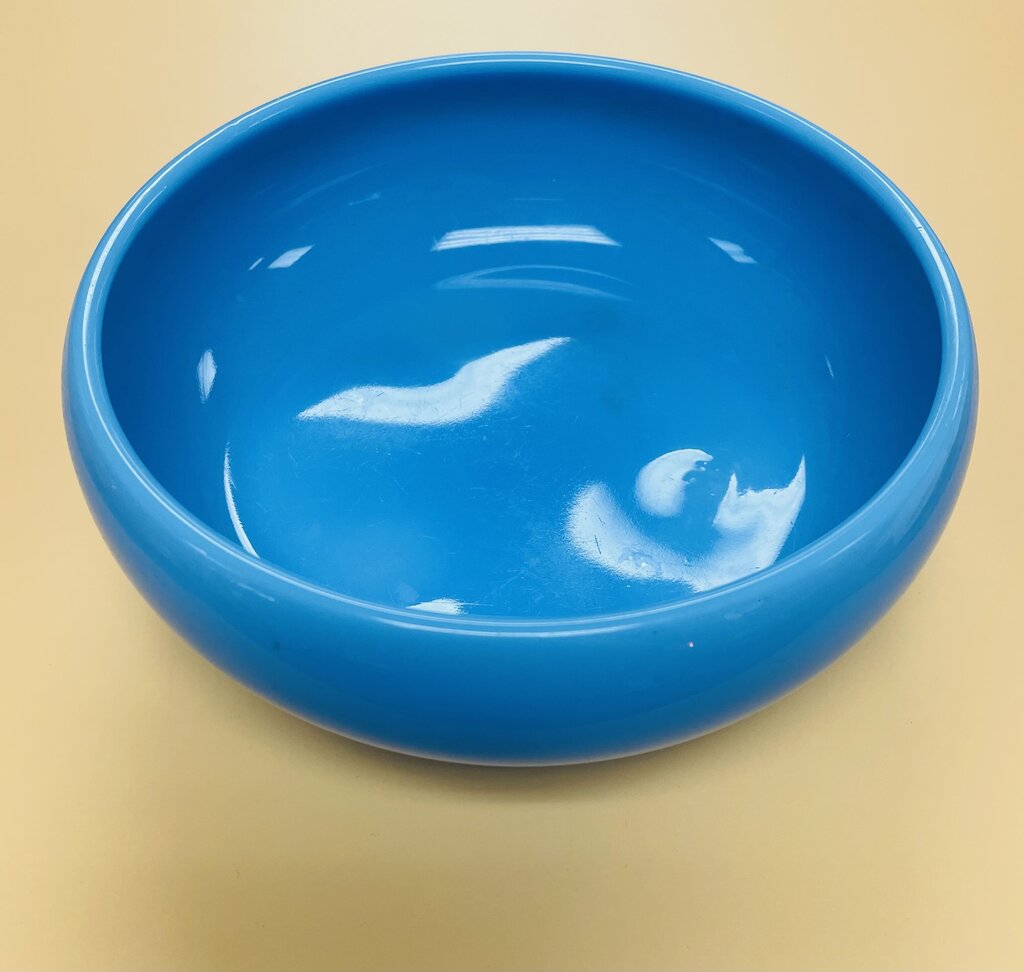 CHINESE BLUE GLASS BRUSH BOWL 7"