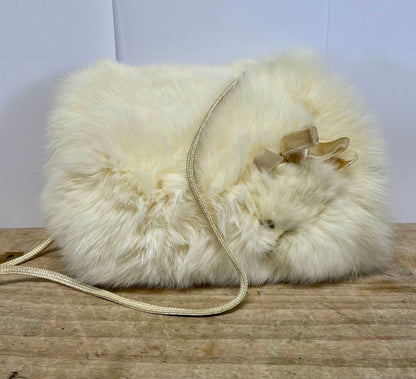 VINTAGE 1940-1950s WHITE FOX FUR MUFF ''KIDS''