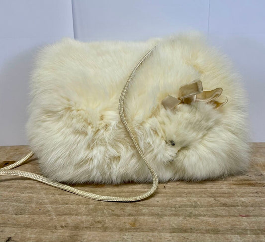 VINTAGE 1940-1950s WHITE FOX FUR MUFF ''KIDS''
