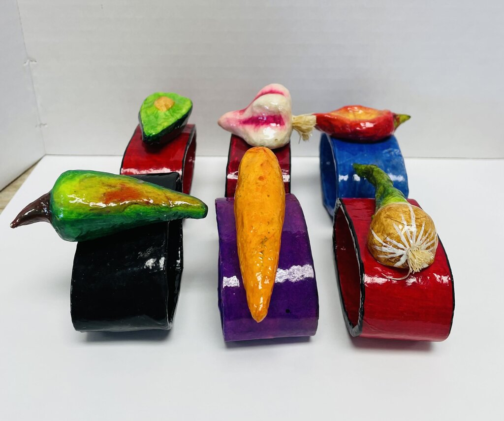SET OF 6 VEGGIE NAPKIN RINGS
