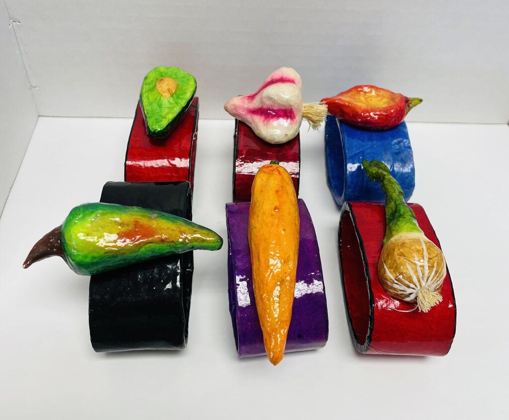SET OF 6 VEGGIE NAPKIN RINGS