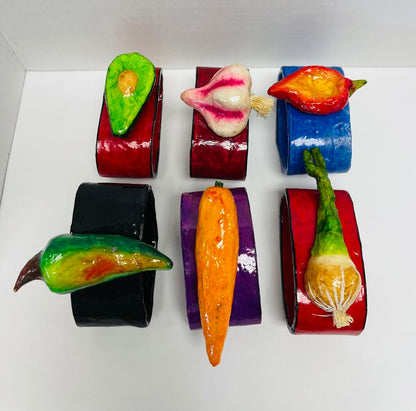 SET OF 6 VEGGIE NAPKIN RINGS