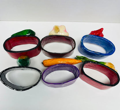 SET OF 6 VEGGIE NAPKIN RINGS