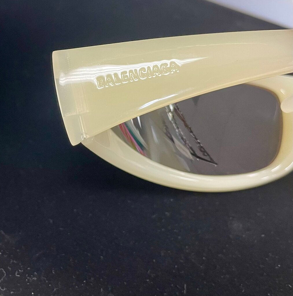 BALENCIAGA SKIN WRAP CAT MASK LIGHT YELLOW BROWN SUNGLASSES BB0252S003