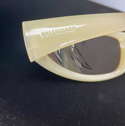 BALENCIAGA SKIN WRAP CAT MASK LIGHT YELLOW BROWN SUNGLASSES BB0252S003