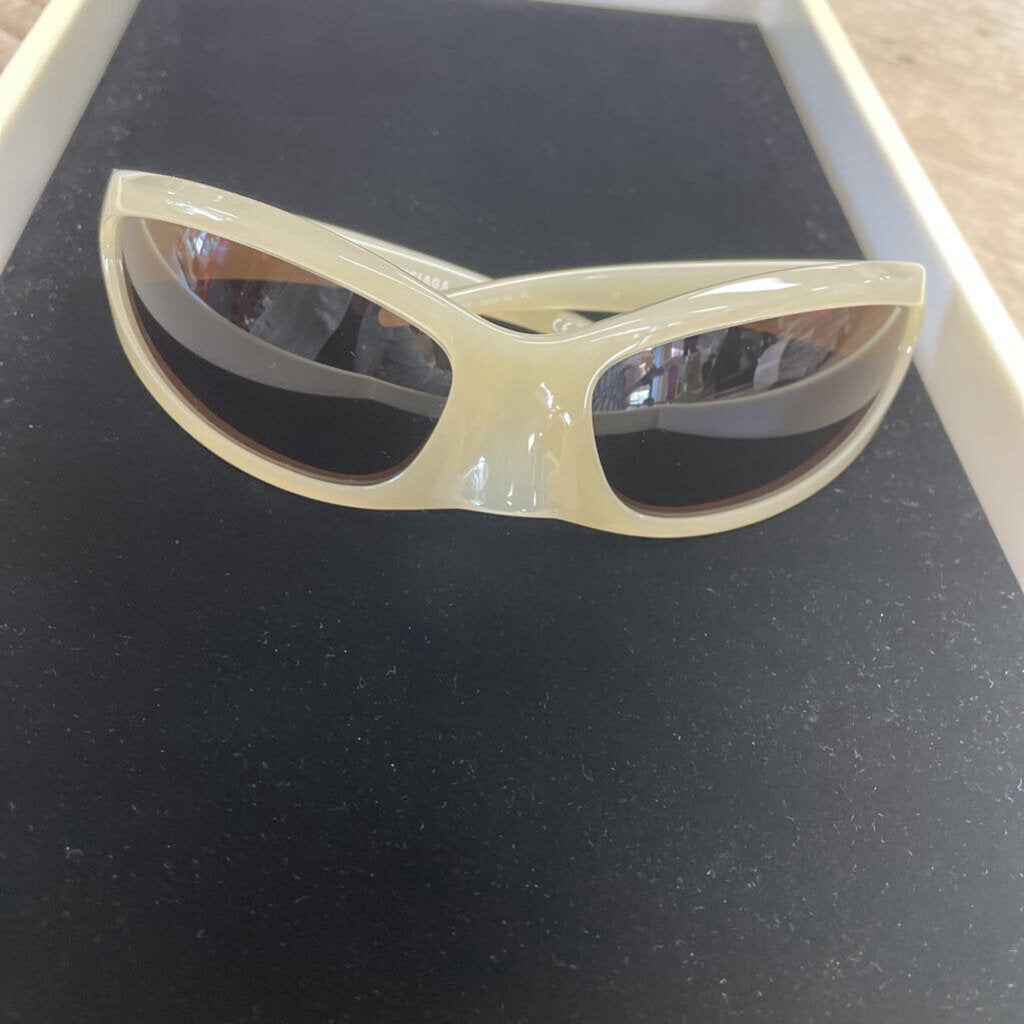 BALENCIAGA SKIN WRAP CAT MASK LIGHT YELLOW BROWN SUNGLASSES BB0252S003