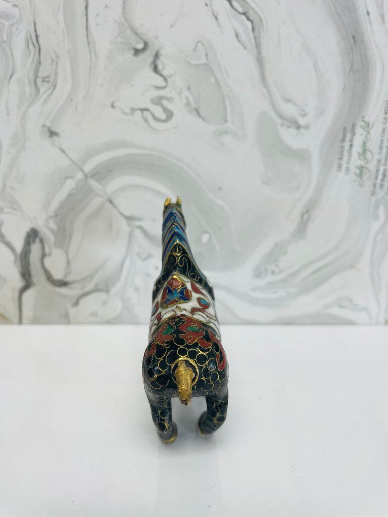 VINTAGE MINIATURE BLACK CLOISONNE HORSE
