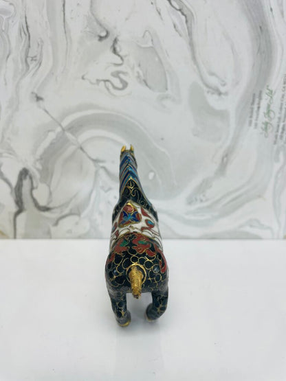 VINTAGE MINIATURE BLACK CLOISONNE HORSE