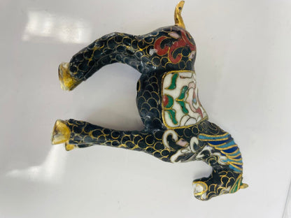 VINTAGE MINIATURE BLACK CLOISONNE HORSE