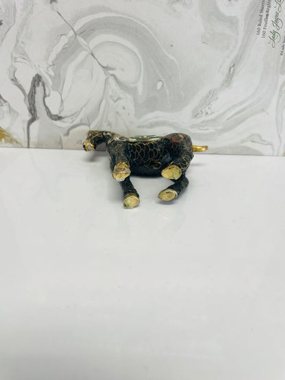 VINTAGE MINIATURE BLACK CLOISONNE HORSE