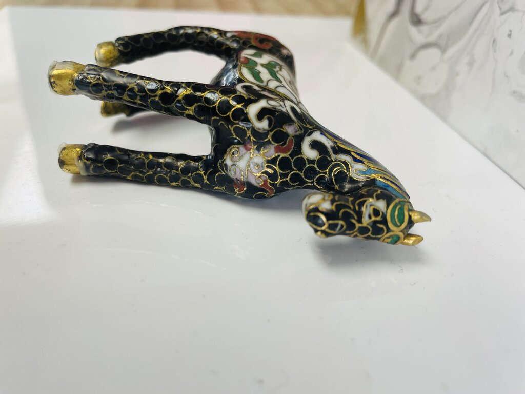 VINTAGE MINIATURE BLACK CLOISONNE HORSE