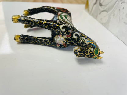 VINTAGE MINIATURE BLACK CLOISONNE HORSE