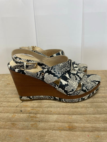 NEW COLE HAAN SNAKE WEDGE LEATHER SANDALS