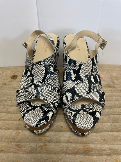 NEW COLE HAAN SNAKE WEDGE LEATHER SANDALS