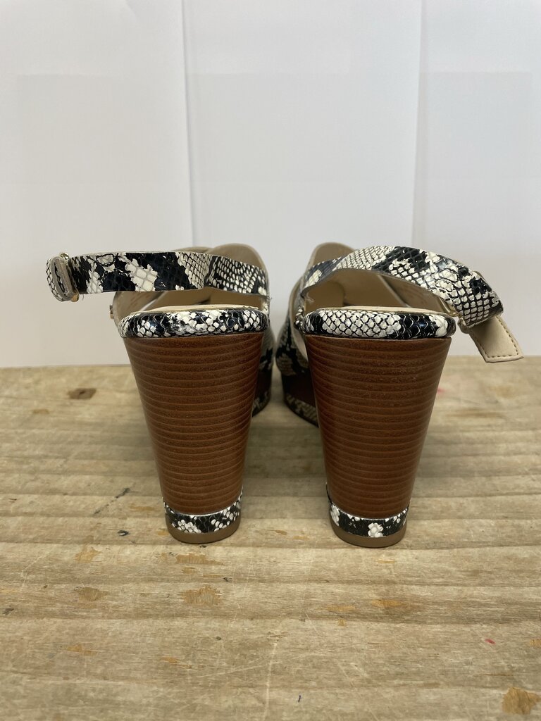 NEW COLE HAAN SNAKE WEDGE LEATHER SANDALS