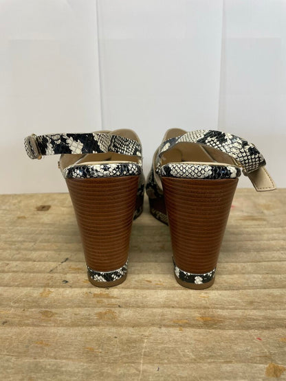 NEW COLE HAAN SNAKE WEDGE LEATHER SANDALS