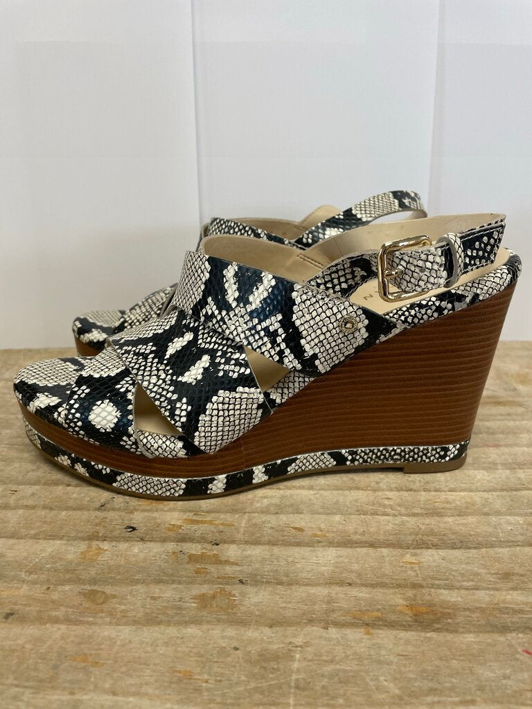 NEW COLE HAAN SNAKE WEDGE LEATHER SANDALS