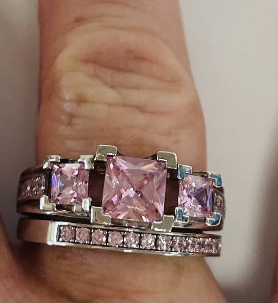 925 PINK STONE RING SET SIZE 8