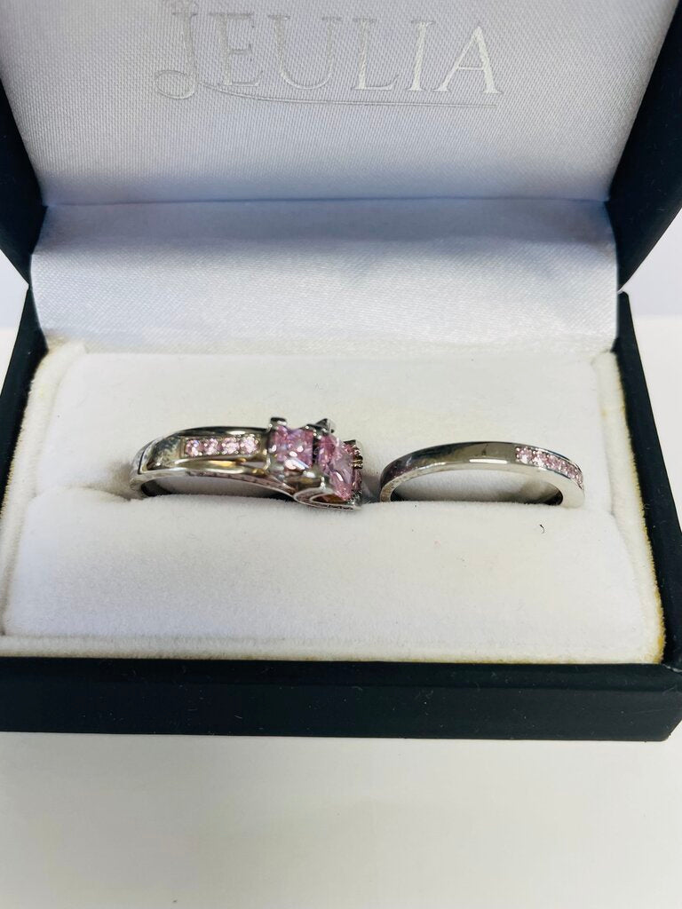 925 PINK STONE RING SET SIZE 8