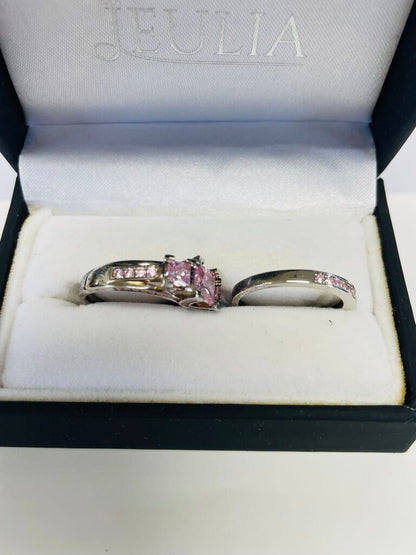 925 PINK STONE RING SET SIZE 8